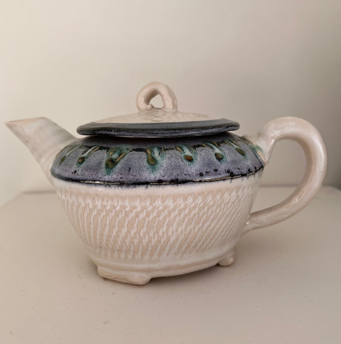 Teapot 2-3 cup, slip decorated,